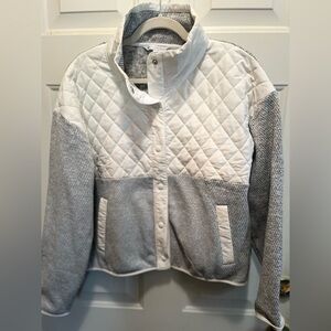 Southern Tide Gracen White Black Snap Mixed Media Jacket Sz L